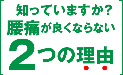 知ってますか？腰痛が良くならない２つの理由