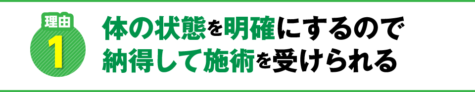 体の状態を明確にするので納得して施術を受けられる